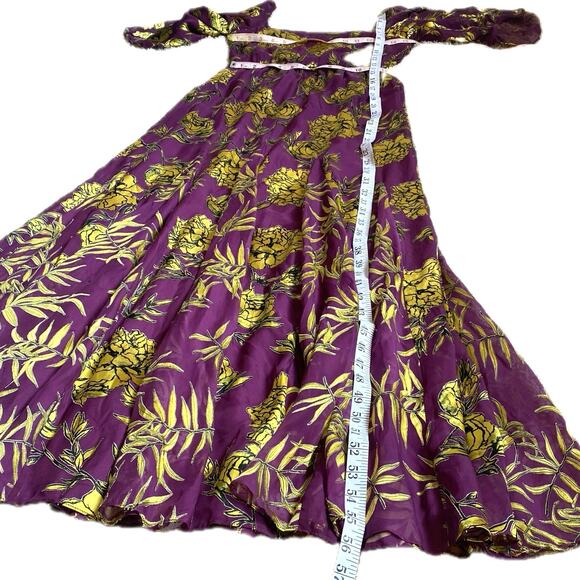 NEW ALICE + OLIVIA Clarine Silk Floral Maxi Dress Gown Size 0 Purple Fairy Artsy - Picture 13 of 13